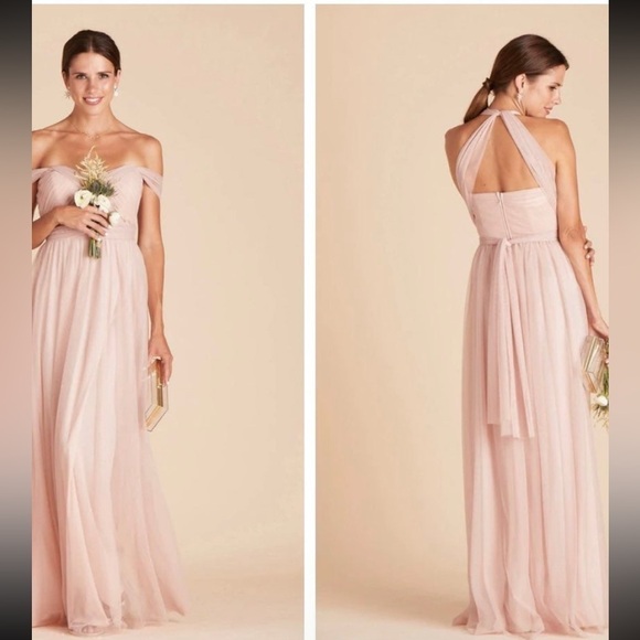 Birdy Grey Dress Womens Small Christina Pink Tulle Wedding Bridesmaid Formal - Picture 4 of 15